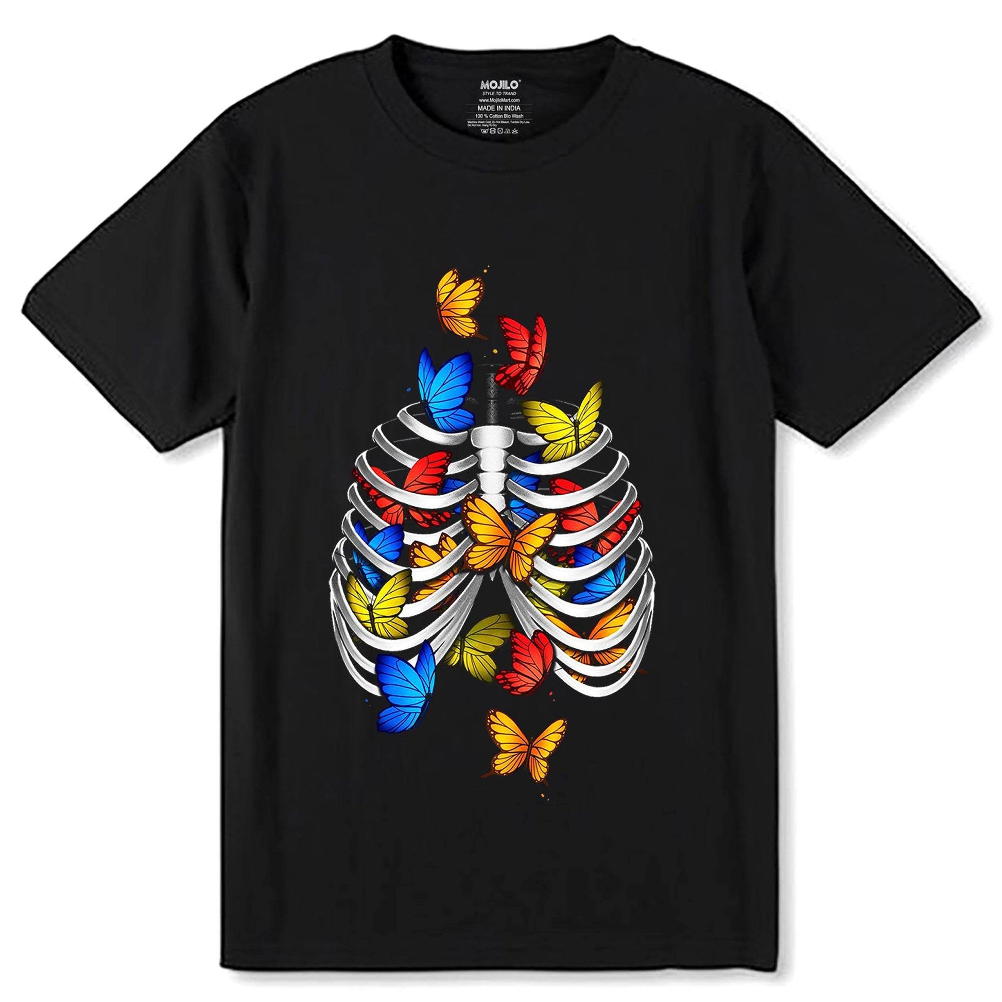 Butterflies in my stomach - Unisex Round Neck Regular Fit 100% Combed Cotton Half Sleeve T-Shirt - Mojilo Mart