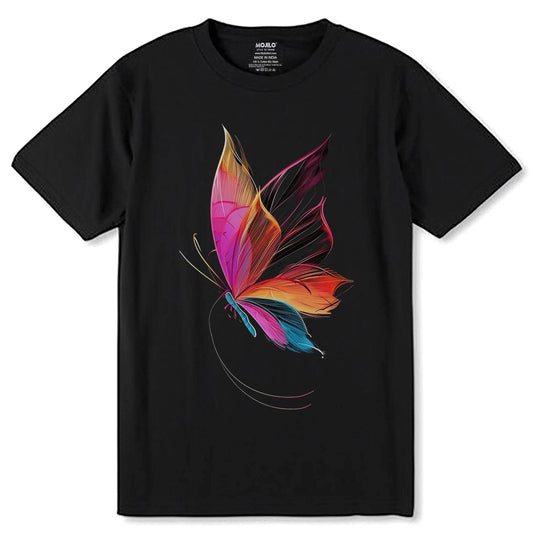 Butterfly Print - Unisex Round Neck Regular Fit 100% Combed Cotton Half Sleeve T-Shirt - Mojilo Mart