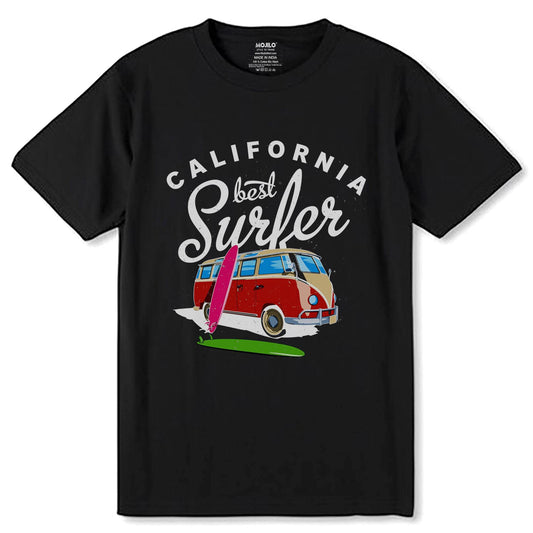 CALIFORNIA BEST Surfer - Unisex Round Neck Regular Fit 100% Combed Cotton Half Sleeve T-Shirt - Mojilo Mart