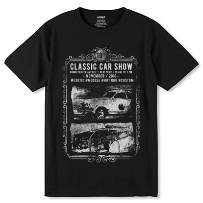 CLASSIC CAR SHOW - Unisex Round Neck Regular Fit 100% Combed Cotton Half Sleeve T-Shirt - Mojilo Mart
