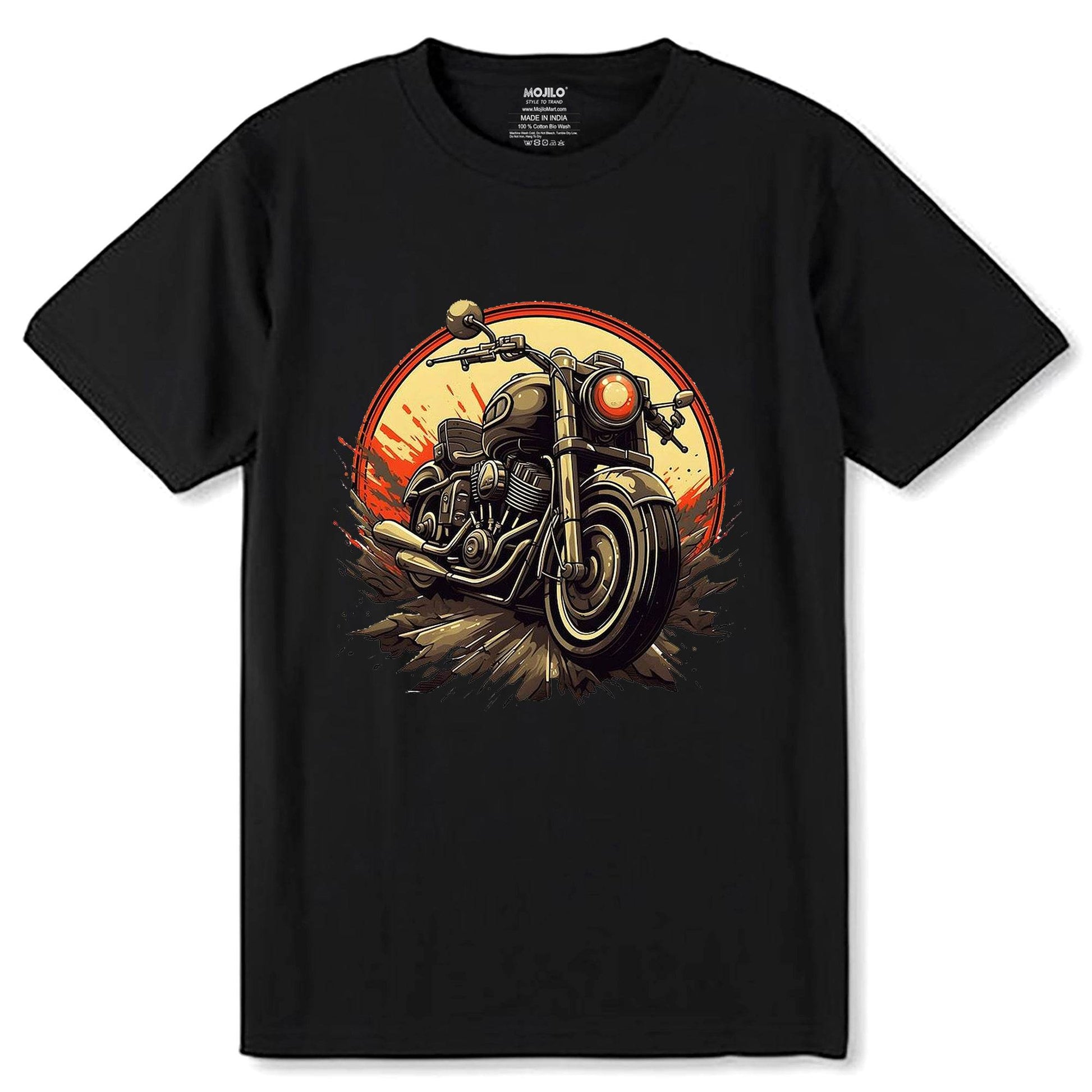 Cafe Cruiser Chronicles Retro Biker Tribute Premium - Unisex Round Neck Regular Fit 100% Combed Cotton Half Sleeve T-Shirt - Mojilo Mart