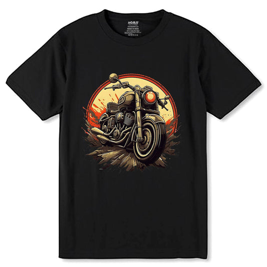 Cafe Cruiser Chronicles Retro Biker Tribute Premium - Unisex Round Neck Regular Fit 100% Combed Cotton Half Sleeve T-Shirt - Mojilo Mart