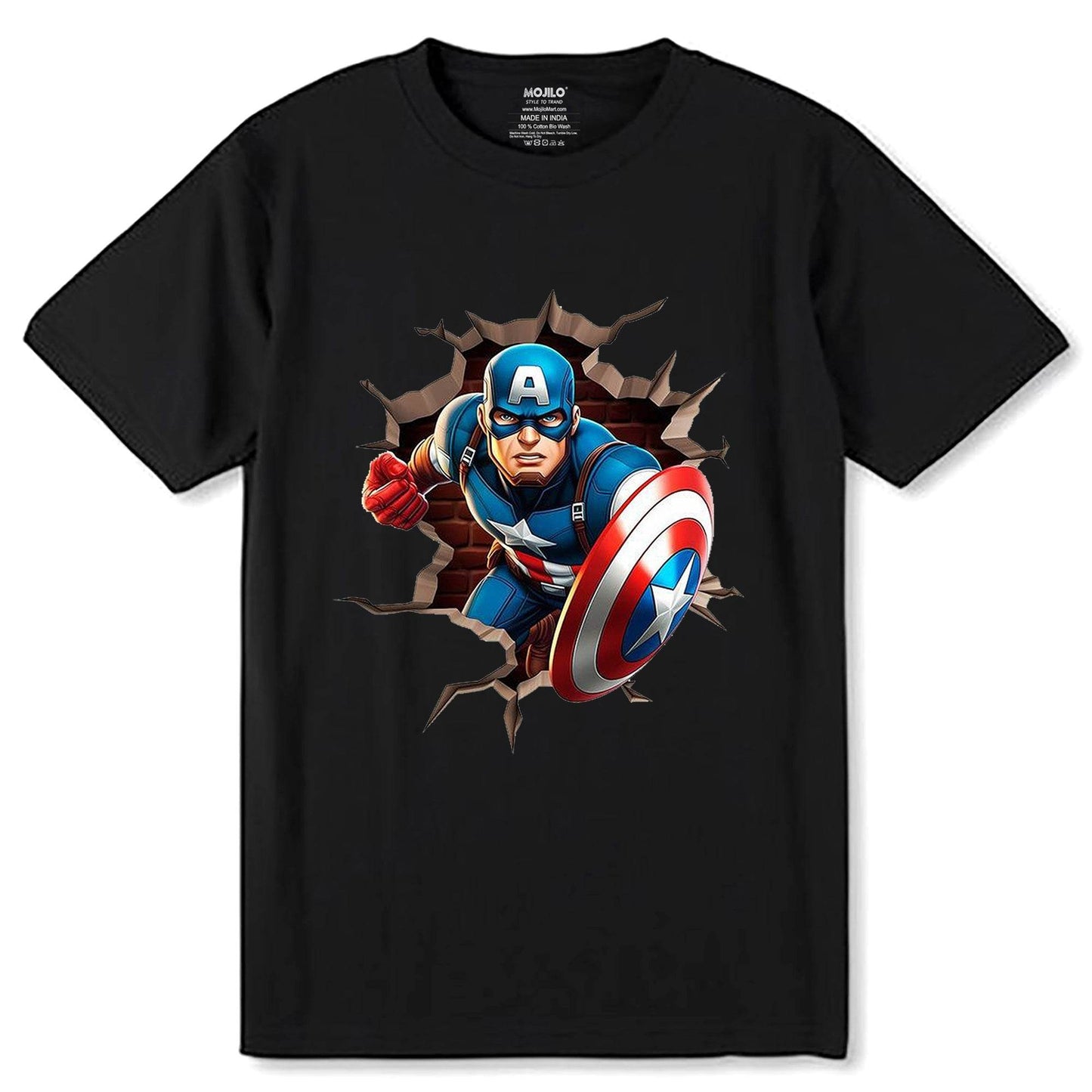 Captain America's - Unisex Round Neck Regular Fit 100% Combed Cotton Half Sleeve T-Shirt - Mojilo Mart
