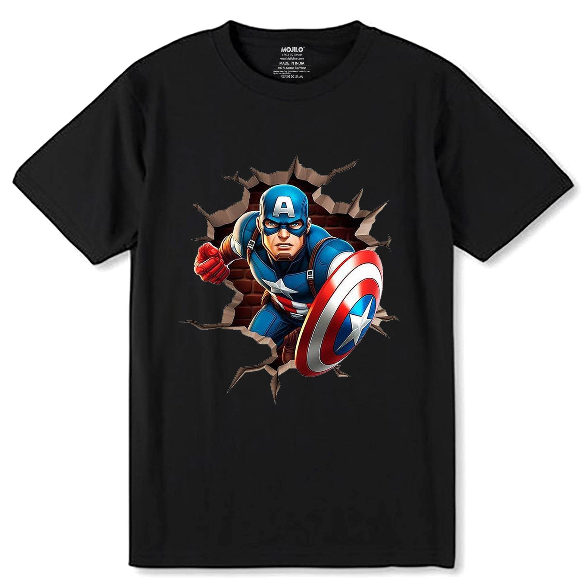 Captain America's - Unisex Round Neck Regular Fit 100% Combed Cotton Half Sleeve T-Shirt - Mojilo Mart