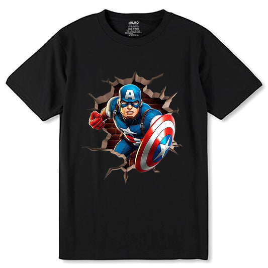 Captain America's - Unisex Round Neck Regular Fit 100% Combed Cotton Half Sleeve T-Shirt - Mojilo Mart