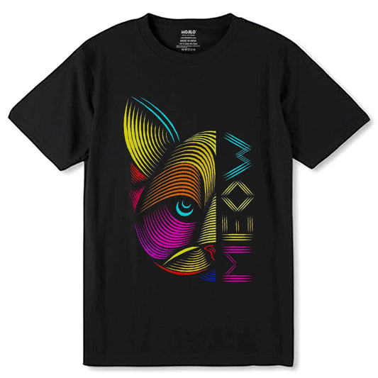 Cat Meow Posters - Unisex Round Neck Regular Fit 100% Combed Cotton Half Sleeve T-Shirt - Mojilo Mart
