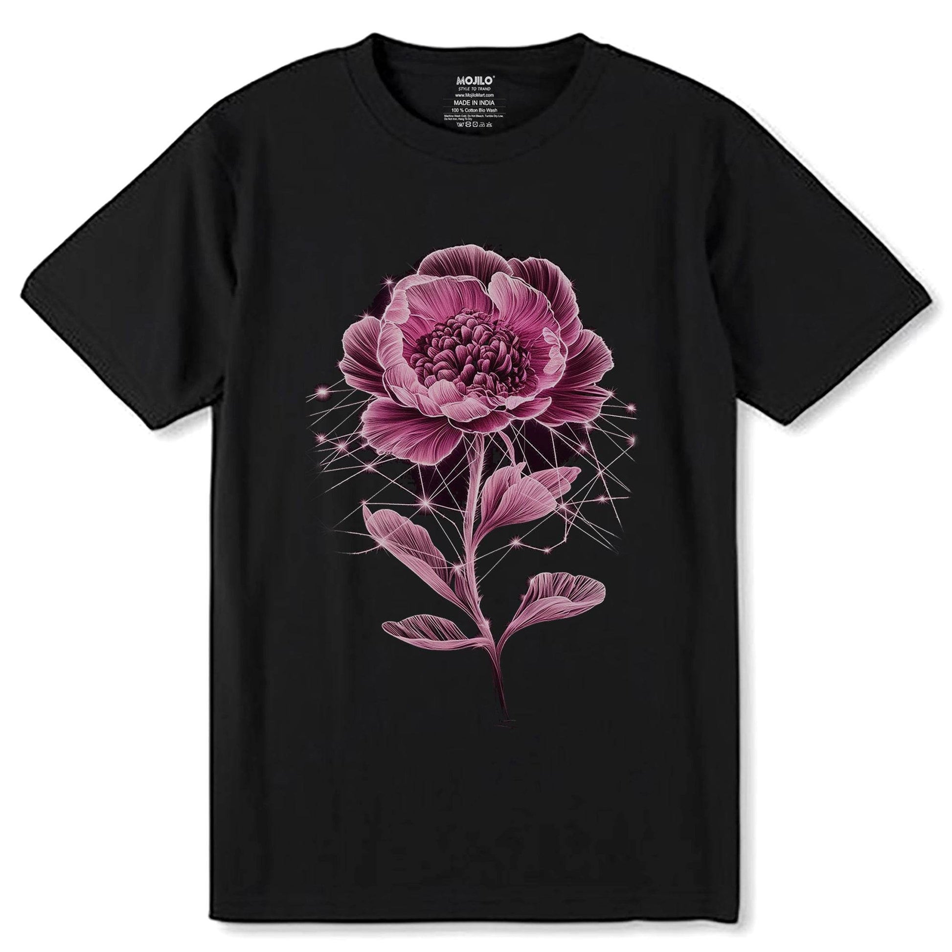 Celestial Boho Flower - Unisex Round Neck Regular Fit 100% Combed Cotton Half Sleeve T-Shirt - Mojilo Mart