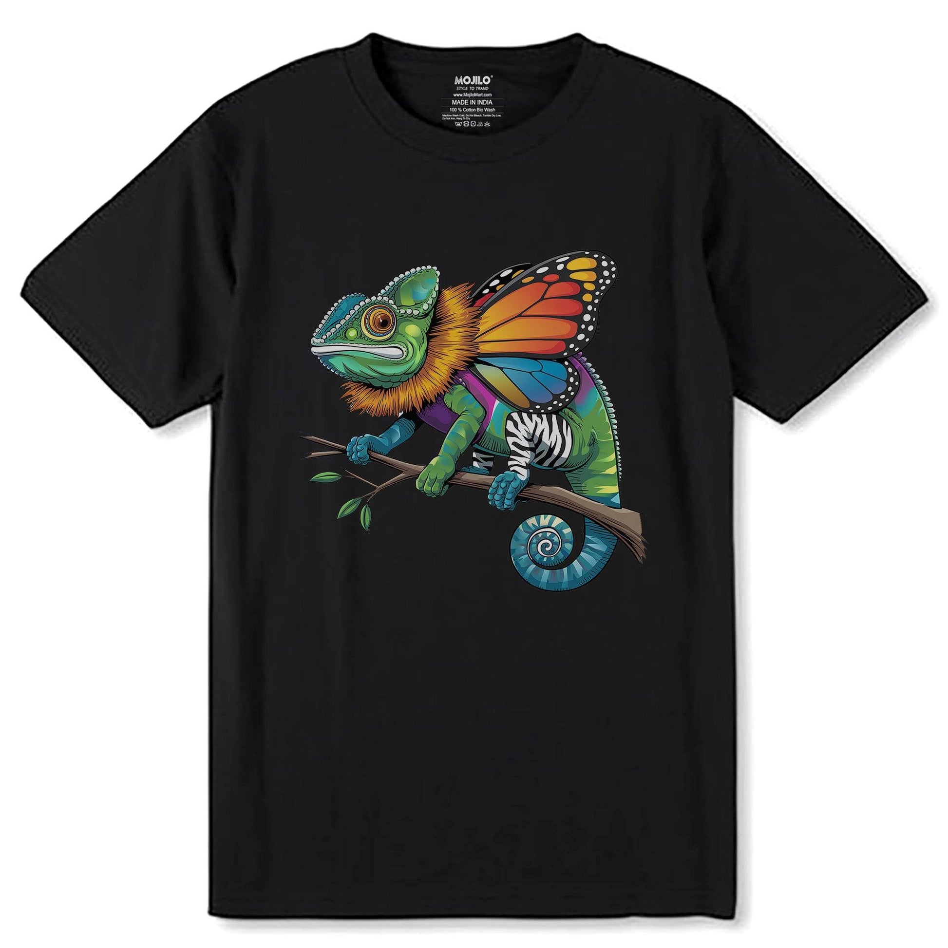 Chameleon Mood Matcher Color Changing Reptile Camouflage - Unisex Round Neck Regular Fit 100% Combed Cotton Half Sleeve T-Shirt - Mojilo Mart