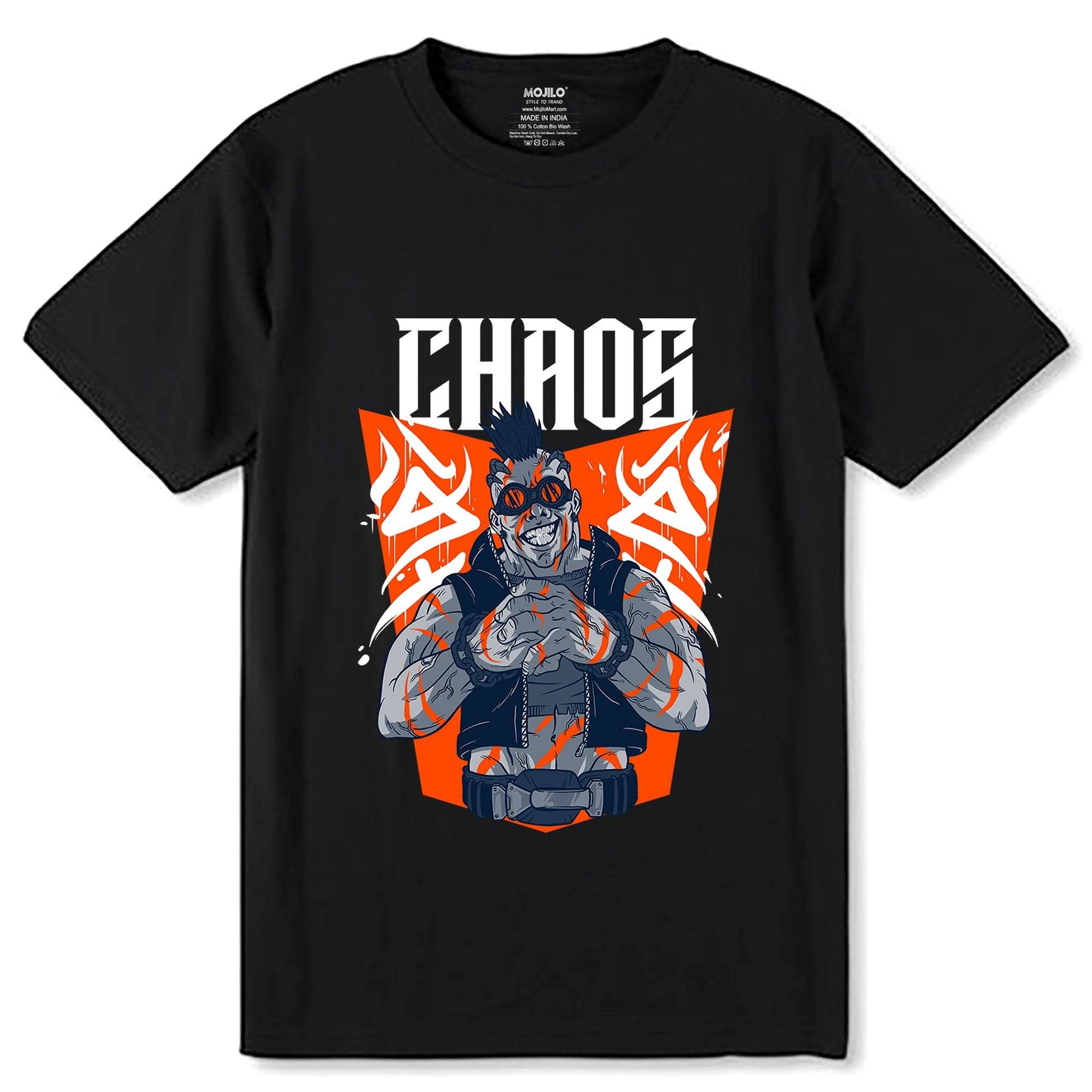 Chaos Graphic - Unisex Round Neck Regular Fit 100% Combed Cotton Half Sleeve T-Shirt - Mojilo Mart