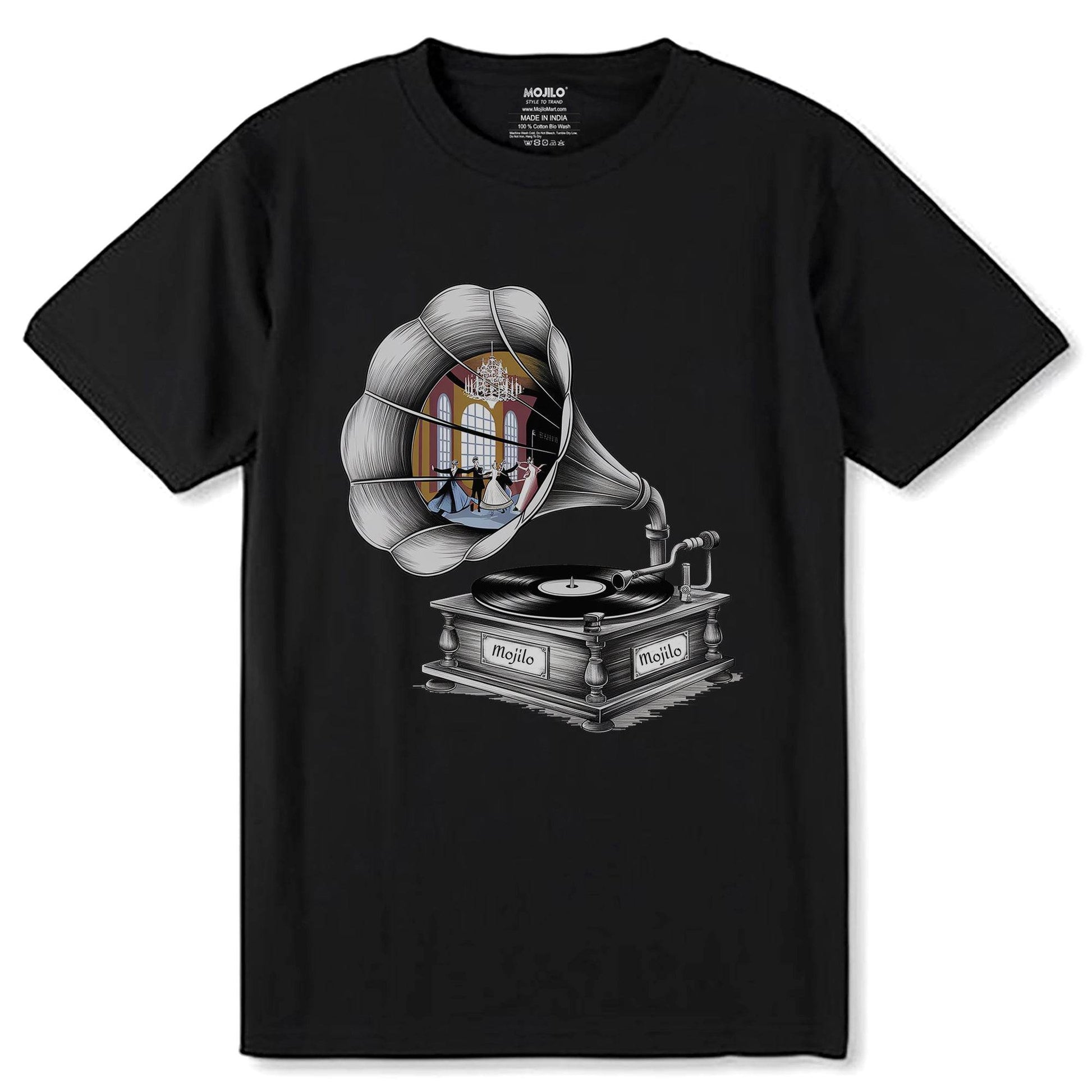 Classic Gramophone - Unisex Round Neck Regular Fit 100% Combed Cotton Half Sleeve T-Shirt - Mojilo Mart