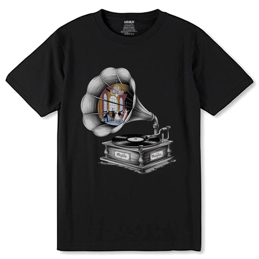 Classic Gramophone - Unisex Round Neck Regular Fit 100% Combed Cotton Half Sleeve T-Shirt - Mojilo Mart