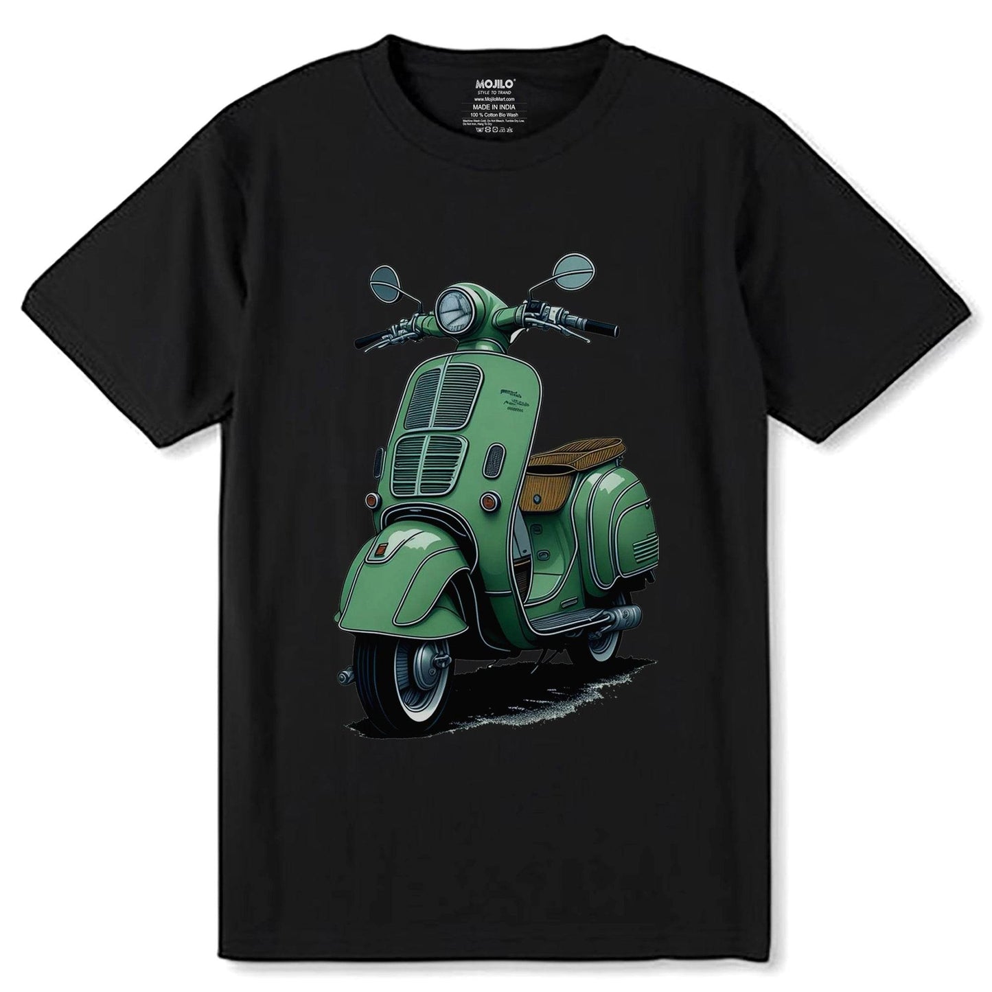 Classic Green Vespa Scooter - Unisex Round Neck Regular Fit 100% Combed Cotton Half Sleeve T-Shirt - Mojilo Mart