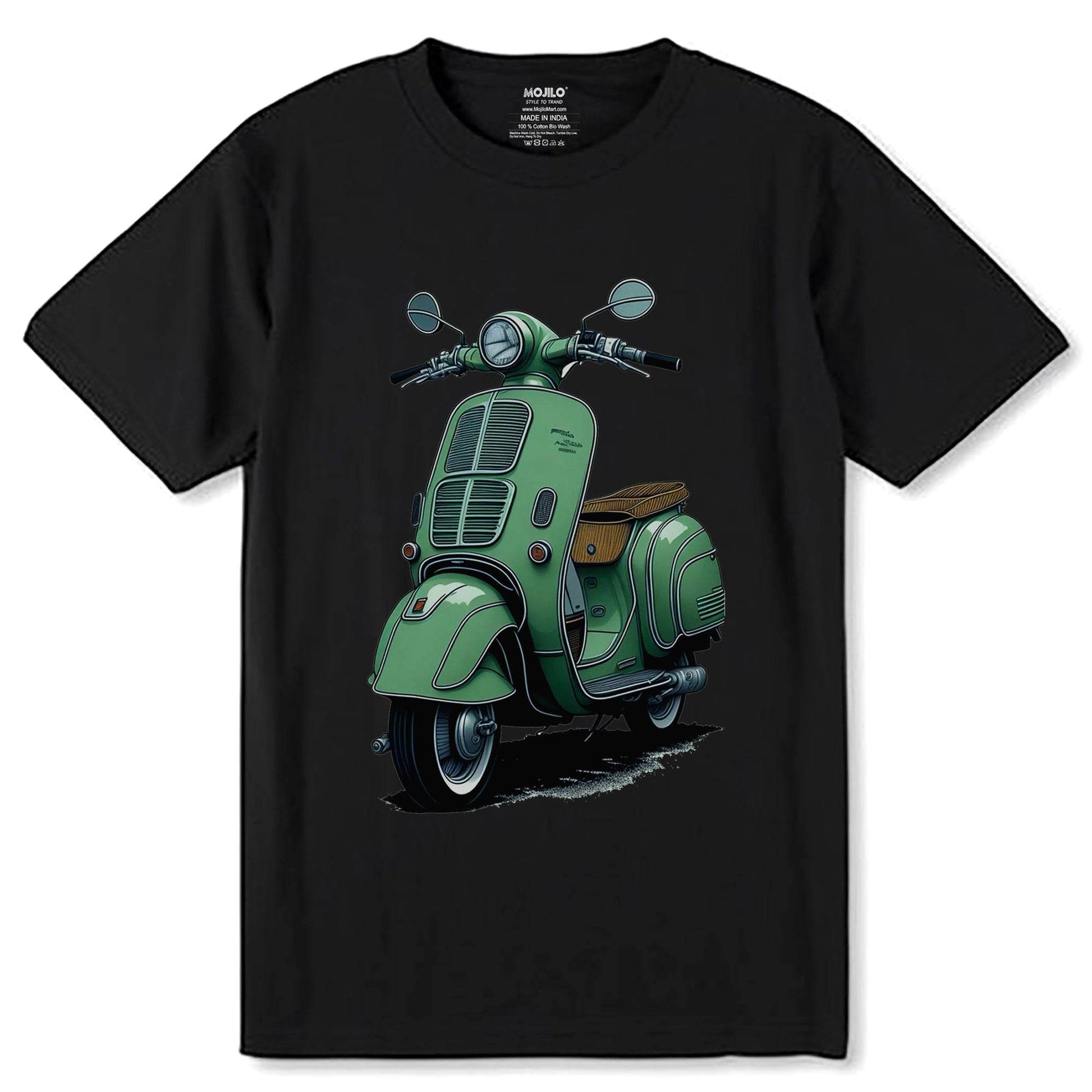 Classic Green Vespa Scooter - Unisex Round Neck Regular Fit 100% Combed Cotton Half Sleeve T-Shirt - Mojilo Mart