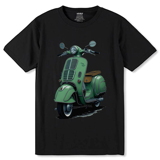 Classic Green Vespa Scooter - Unisex Round Neck Regular Fit 100% Combed Cotton Half Sleeve T-Shirt - Mojilo Mart
