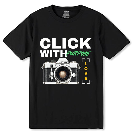 Click with Purpose Love - Unisex Round Neck Regular Fit 100% Combed Cotton Half Sleeve T-Shirt - Mojilo Mart