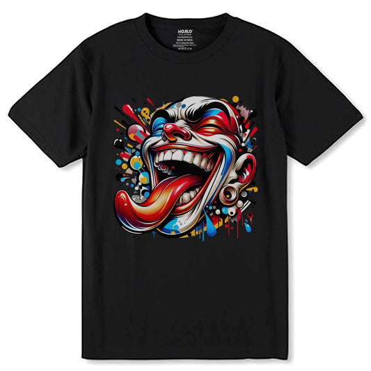 Clown Face Drawing - Unisex Round Neck Regular Fit 100% Combed Cotton Half Sleeve T-Shirt - Mojilo Mart