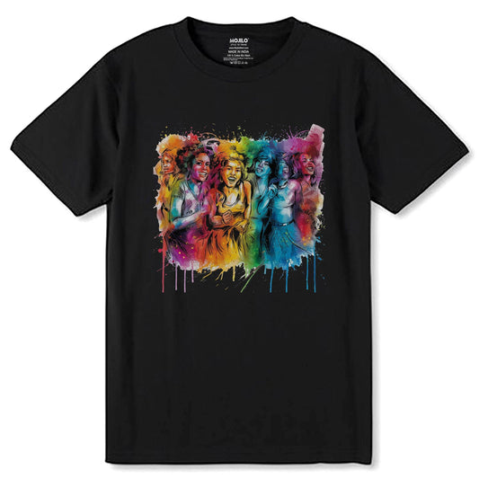 Colorful Beautiful Woman - Unisex Round Neck Regular Fit 100% Combed Cotton Half Sleeve T-Shirt - Mojilo Mart