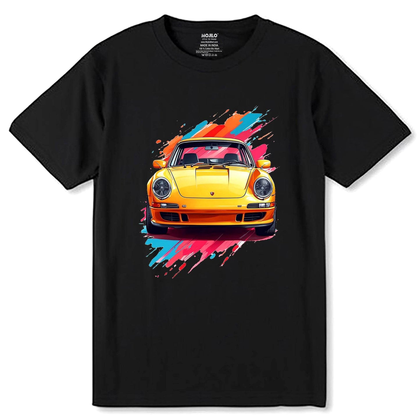 Colorful Car - Unisex Round Neck Regular Fit 100% Combed Cotton Half Sleeve T-Shirt - Mojilo Mart