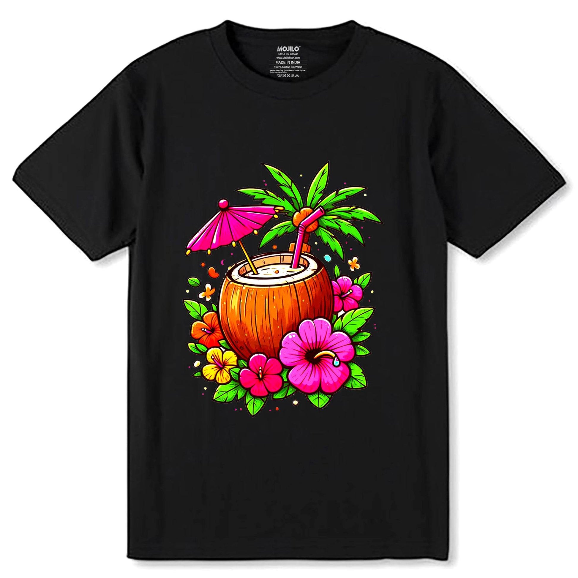 Colorful Cocktail - Unisex Round Neck Regular Fit 100% Combed Cotton Half Sleeve T-Shirt - Mojilo Mart