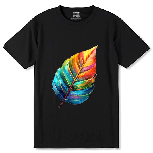 Colorful Feather - Unisex Round Neck Regular Fit 100% Combed Cotton Half Sleeve T-Shirt - Mojilo Mart