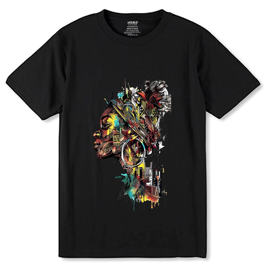 Colorful Girl Desing - Unisex Round Neck Regular Fit 100% Combed Cotton Half Sleeve T-Shirt - Mojilo Mart