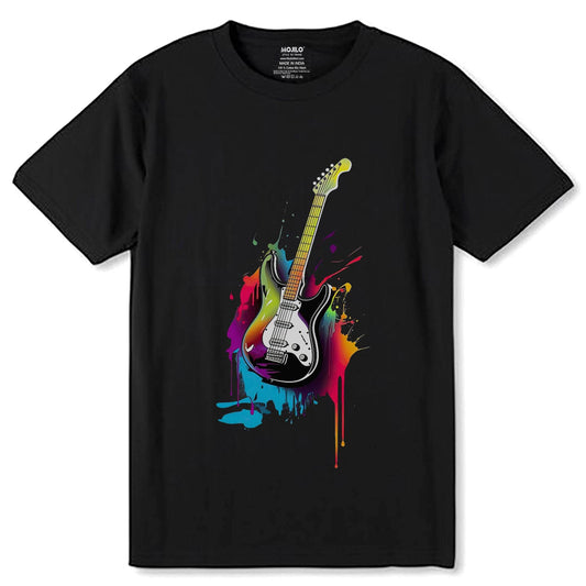 Colorful Guitar Music Instrument - Unisex Round Neck Regular Fit 100% Combed Cotton Half Sleeve T-Shirt - Mojilo Mart