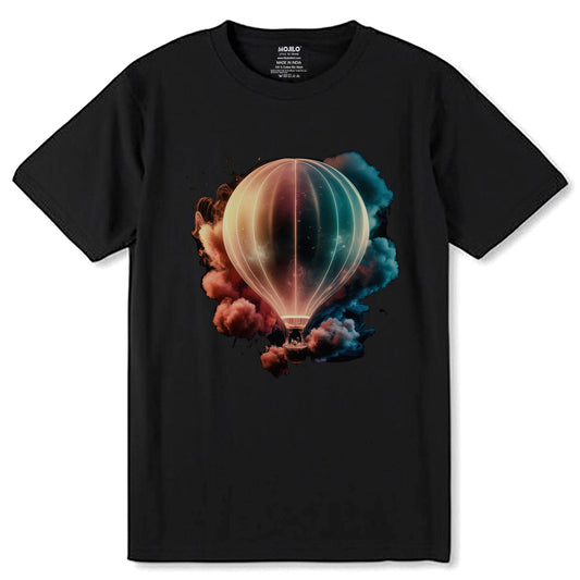 Colorful Hot Air Balloons- Unisex Round Neck Regular Fit 100% Combed Cotton Half Sleeve T-Shirt - Mojilo Mart