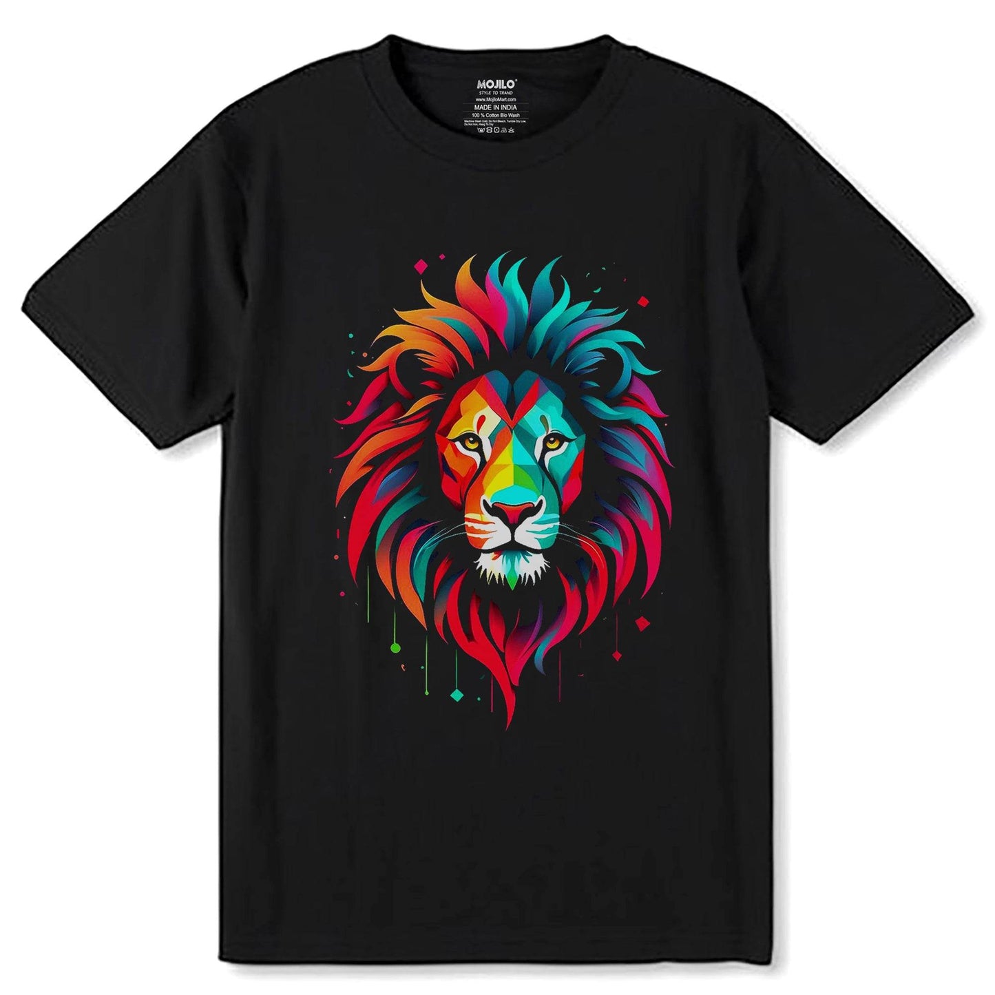 Colorful Lion - Unisex Round Neck Regular Fit 100% Combed Cotton Half Sleeve T-Shirt - Mojilo Mart