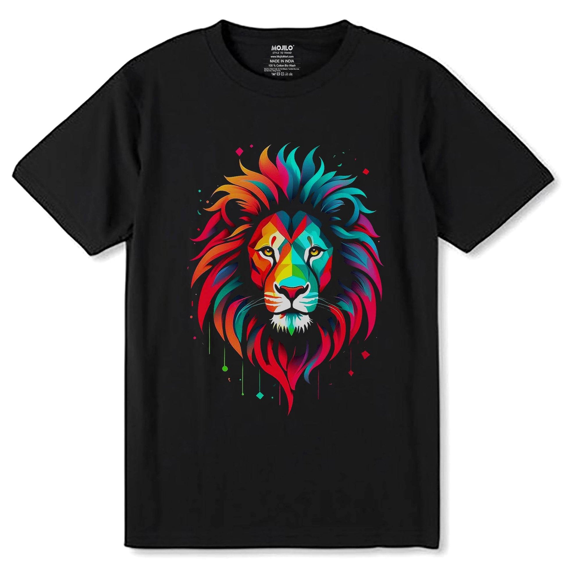 Colorful Lion - Unisex Round Neck Regular Fit 100% Combed Cotton Half Sleeve T-Shirt - Mojilo Mart