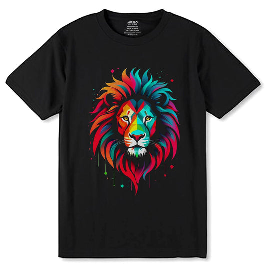 Colorful Lion - Unisex Round Neck Regular Fit 100% Combed Cotton Half Sleeve T-Shirt - Mojilo Mart