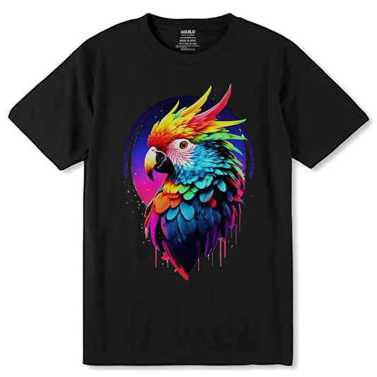 Colorful Parrot - Unisex Round Neck Regular Fit 100% Combed Cotton Half Sleeve T-Shirt - Mojilo Mart