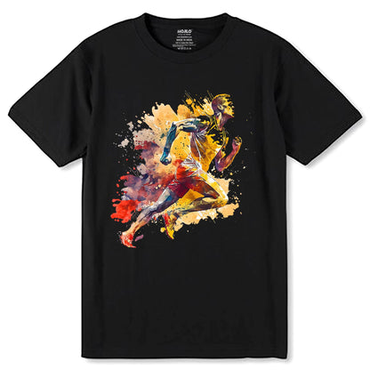 Colorful vector runner silhouette - Unisex Round Neck Regular Fit 100% Combed Cotton Half Sleeve T-Shirt - Mojilo Mart