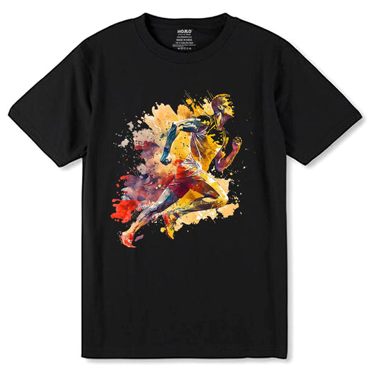 Colorful vector runner silhouette - Unisex Round Neck Regular Fit 100% Combed Cotton Half Sleeve T-Shirt - Mojilo Mart