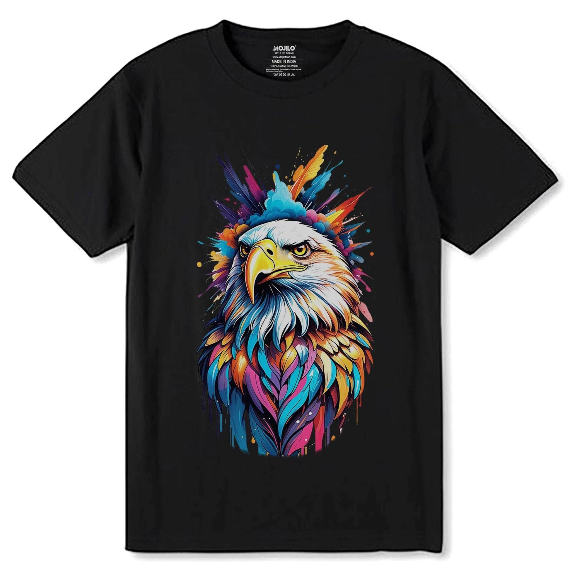Colorfull Eagle Graphic - Unisex Round Neck Regular Fit 100% Combed Cotton Half Sleeve T-Shirt - Mojilo Mart