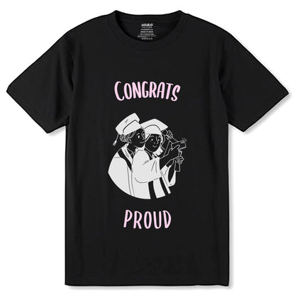 Congrats Proud Graphic - Unisex Round Neck Regular Fit 100% Combed Cotton Half Sleeve T-Shirt - Mojilo Mart