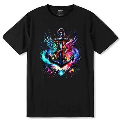 Cool Anchor Sea Symbol - Unisex Round Neck Regular Fit 100% Combed Cotton Half Sleeve T-Shirt - Mojilo Mart