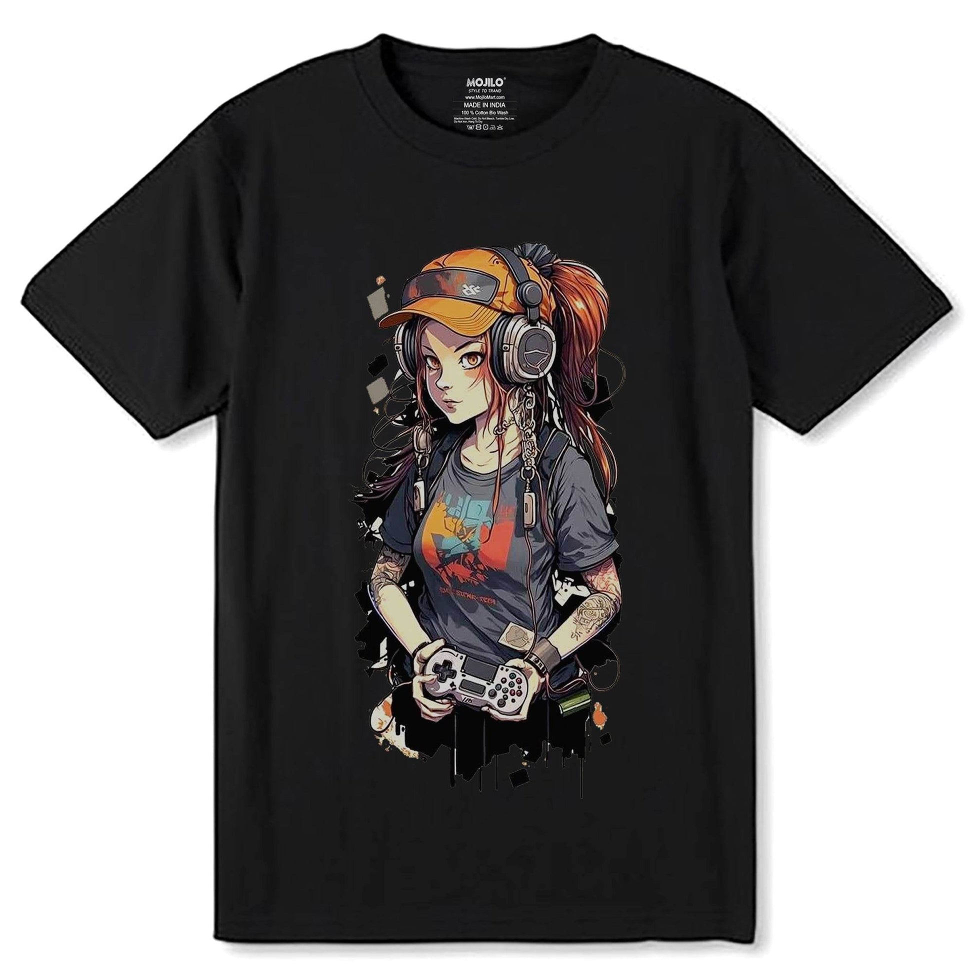 Cool Gamer Girl - Unisex Round Neck Regular Fit 100% Combed Cotton Half Sleeve T-Shirt - Mojilo Mart