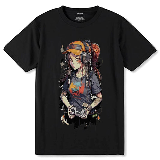 Cool Gamer Girl - Unisex Round Neck Regular Fit 100% Combed Cotton Half Sleeve T-Shirt - Mojilo Mart