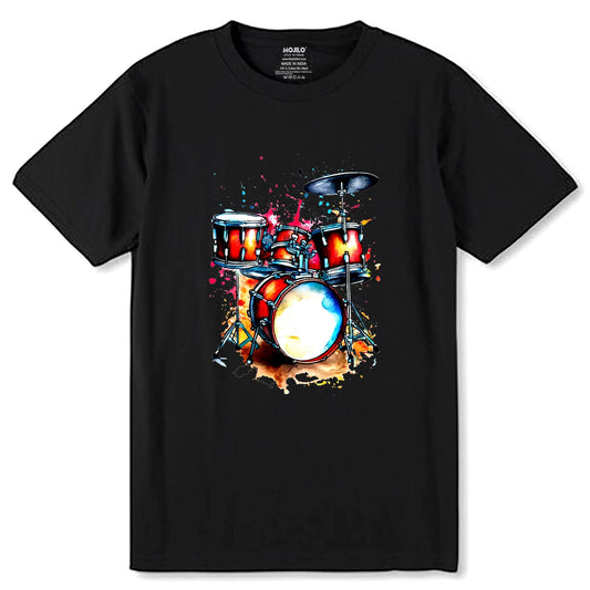 Cool Percussion Instrument for Beat and Drums - Unisex Round Neck Regular Fit 100% Combed Cotton Half Sleeve T-Shirt - Mojilo Mart