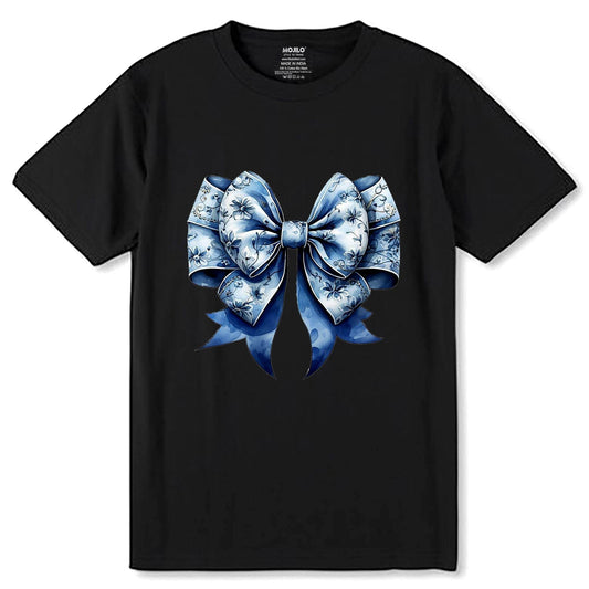 Coquette Floral Blue - Unisex Round Neck Regular Fit 100% Combed Cotton Half Sleeve T-Shirt - Mojilo Mart