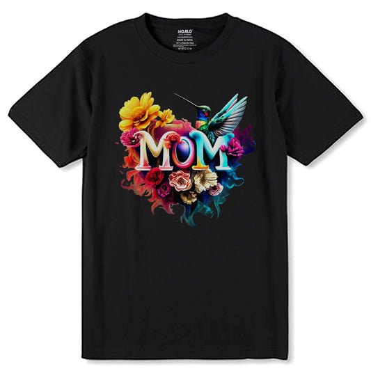 Creative Neon Letter MOM - Unisex Round Neck Regular Fit 100% Combed Cotton Half Sleeve T-Shirt - Mojilo Mart