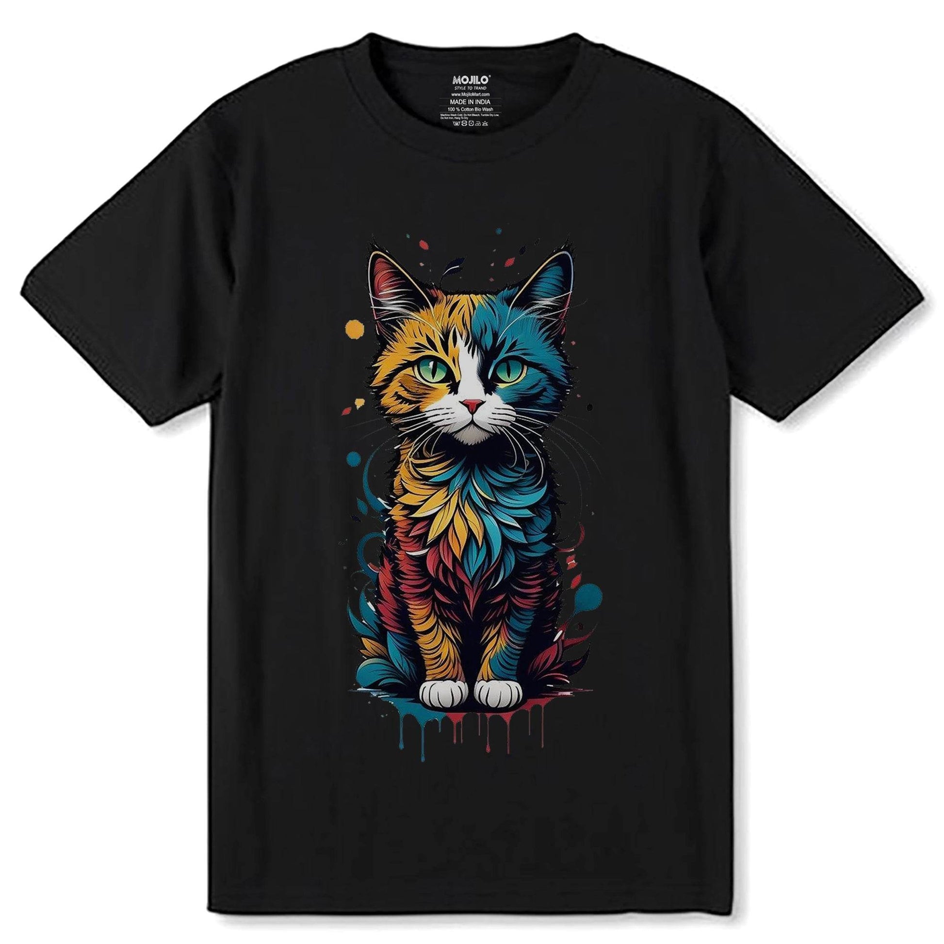 Cute Cat Fantasy - Unisex Round Neck Regular Fit 100% Combed Cotton Half Sleeve T-Shirt - Mojilo Mart