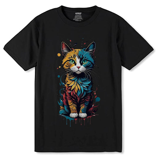 Cute Cat Fantasy - Unisex Round Neck Regular Fit 100% Combed Cotton Half Sleeve T-Shirt - Mojilo Mart