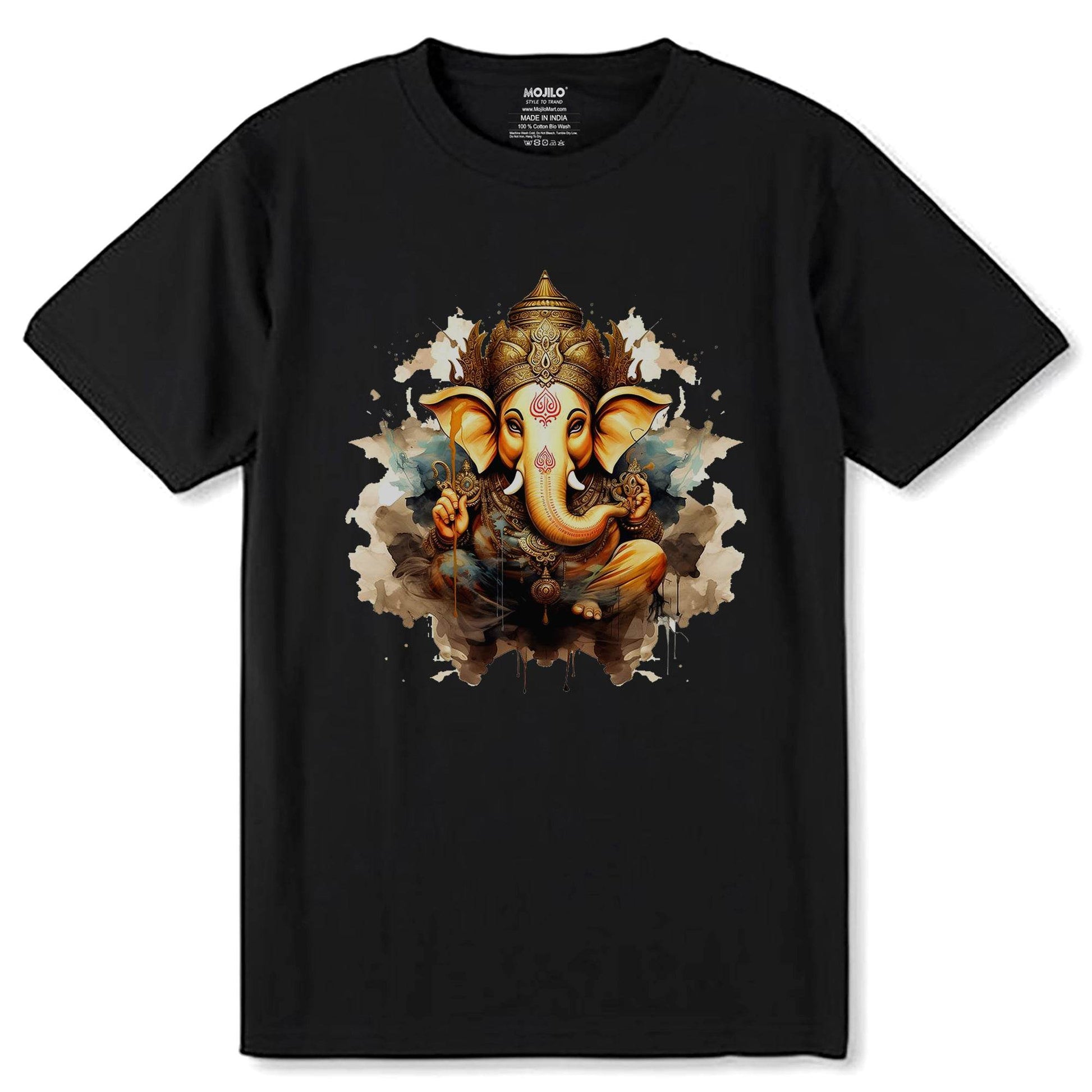 Cute Lord Ganpati - Unisex Round Neck Regular Fit 100% Combed Cotton Half Sleeve T-Shirt - Mojilo Mart