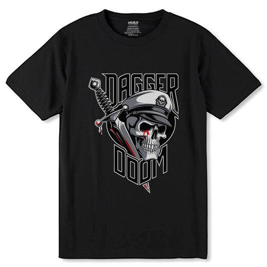 DAGGER DOOM - Unisex Round Neck Regular Fit 100% Combed Cotton Half Sleeve T-Shirt - Mojilo Mart
