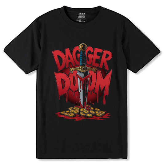 DAGGER DOOM PRINT - Unisex Round Neck Regular Fit 100% Combed Cotton Half Sleeve T-Shirt - Mojilo Mart