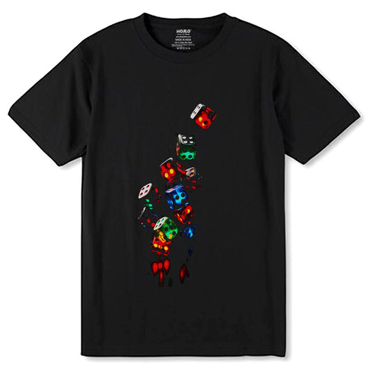 DICE GAME - Unisex Round Neck Regular Fit 100% Combed Cotton Half Sleeve T-Shirt - Mojilo Mart