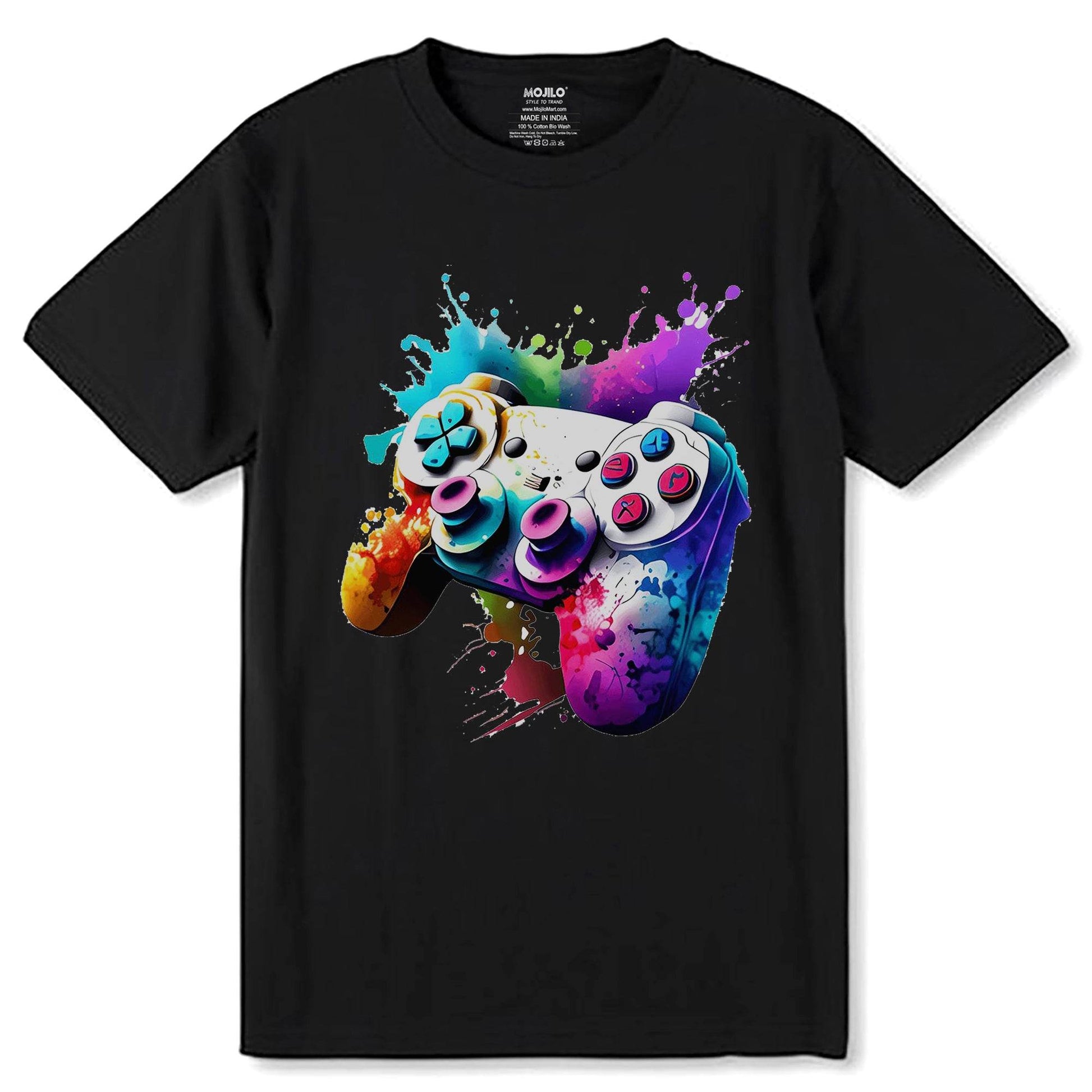 DIGITAL DOWNLOAD Graffiti Gaming Controller Playstation Gaming - Unisex Round Neck Regular Fit 100% Combed Cotton Half Sleeve T-Shirt - Mojilo Mart