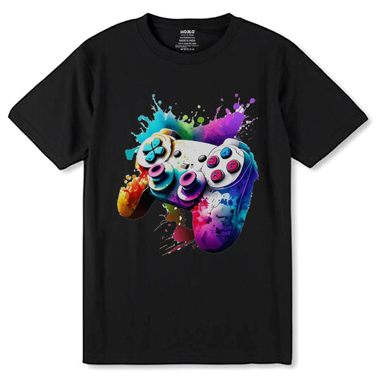DIGITAL DOWNLOAD Graffiti Gaming Controller Playstation Gaming - Unisex Round Neck Regular Fit 100% Combed Cotton Half Sleeve T-Shirt - Mojilo Mart