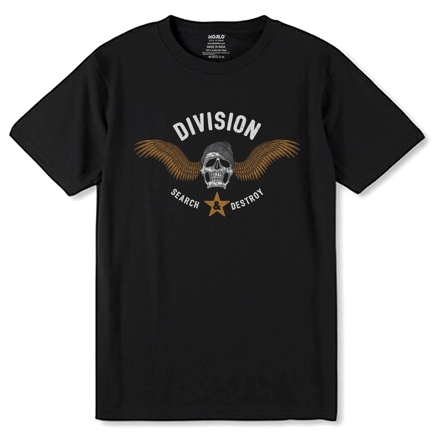 DIVISION SEARCH & DESTROY - Unisex Round Neck Regular Fit 100% Combed Cotton Half Sleeve T-Shirt - Mojilo Mart